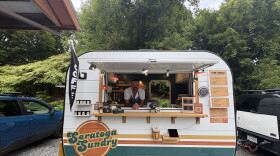 Vic Ikeda-Wood and his coffee truck at Saratoga Springs Farmers Market