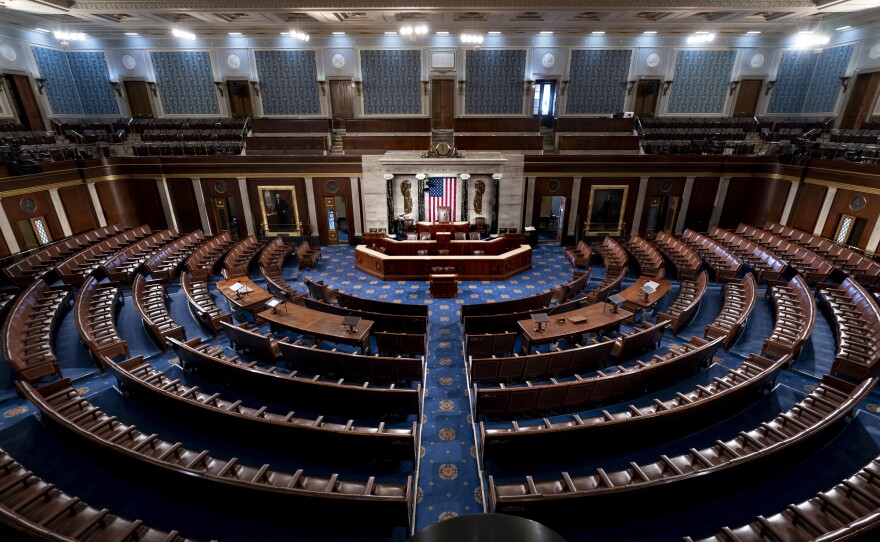 The chamber of the House of Representatives is seen at the Capitol in Washington, Feb. 28, 2022.