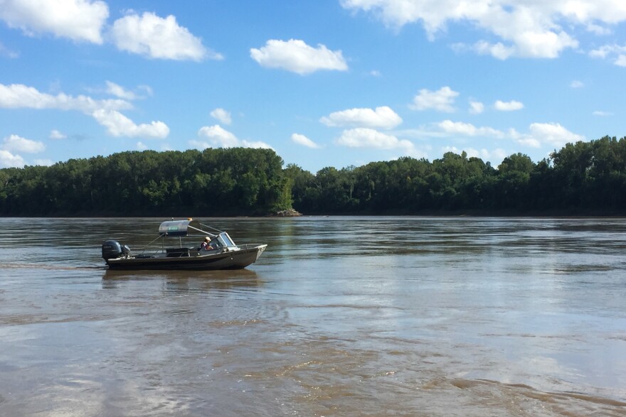 A USGS research boat on the Missouri River.