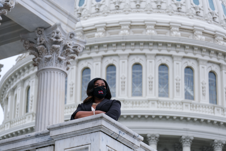 U.S. Rep. Cori Bush, D-St. Louis County, poses for a photograph at the U.S. Capitol in Washington, D.C. Bush became the first Black woman ever to represent Missouri in the U.S. House on Sunday, Jan. 3, 2021.