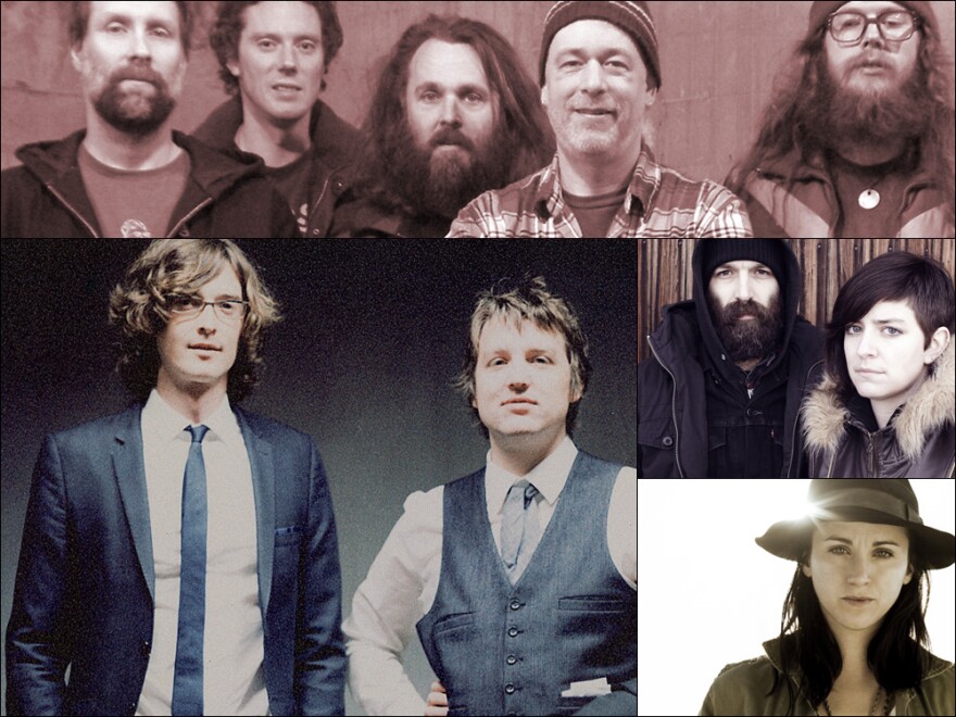 Clockwise from upper left: Built To Spill, Brown Bird, Holly Miranda, The Milk Carton Kids