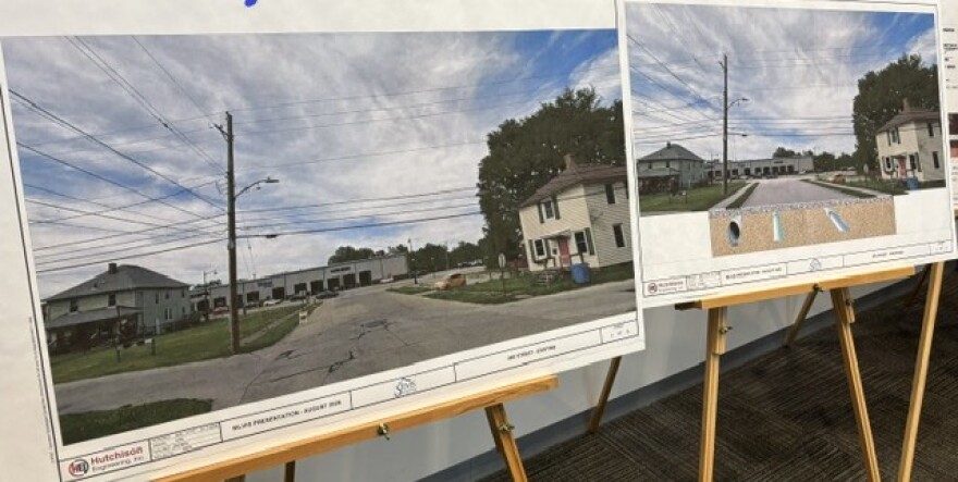 Before and after photos of intersections along 1st Avenue where Silvis plans to replace the original 1912 water main, by 2029.