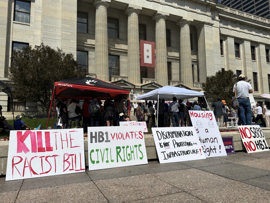 A demonstration at the Statehouse against House Bill 1 and Senate Bill 88 in June 2025.