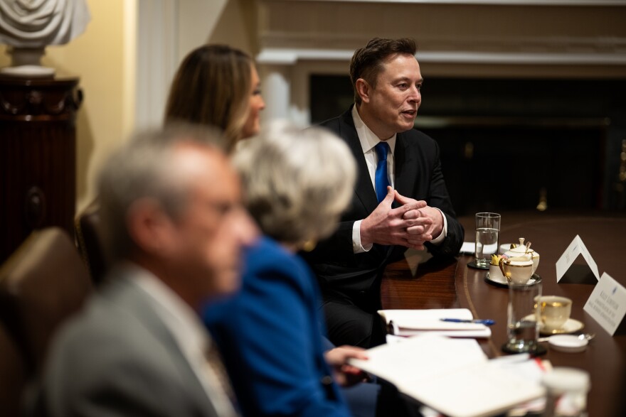 Elon Musk during a cabinet meeting in the Cabinet Room of the White House in March of 2025.