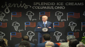 Former Vice President Joe Biden during a stop in Columbus at Jeni's Splendid Ice Cream to discuss the new overtime rules for workers. Biden is the latest Democrat to enter the 2020 presidential race.