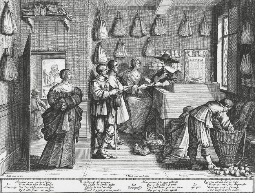 <em>L'Etude du Procureur</em>, The Lawyers Office, Plate III from the series The Trades, ca 1632-1633, etching by Abraham Bosse, France, 17th century.