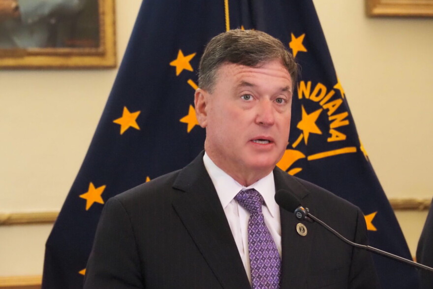 Indiana Attorney General Todd Rokita speaks at a news conference on Tuesday, Sept. 15, 2026.