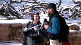 When biologists prepared the first release into the wild of captive California Condors near the Grand Canyon in Arizona in 1999, Berkes was there. Here he interviews condor caretaker Sean Farry after quietly observing the condors from a hidden blind atop a mesa in the Vermillion Cliffs.