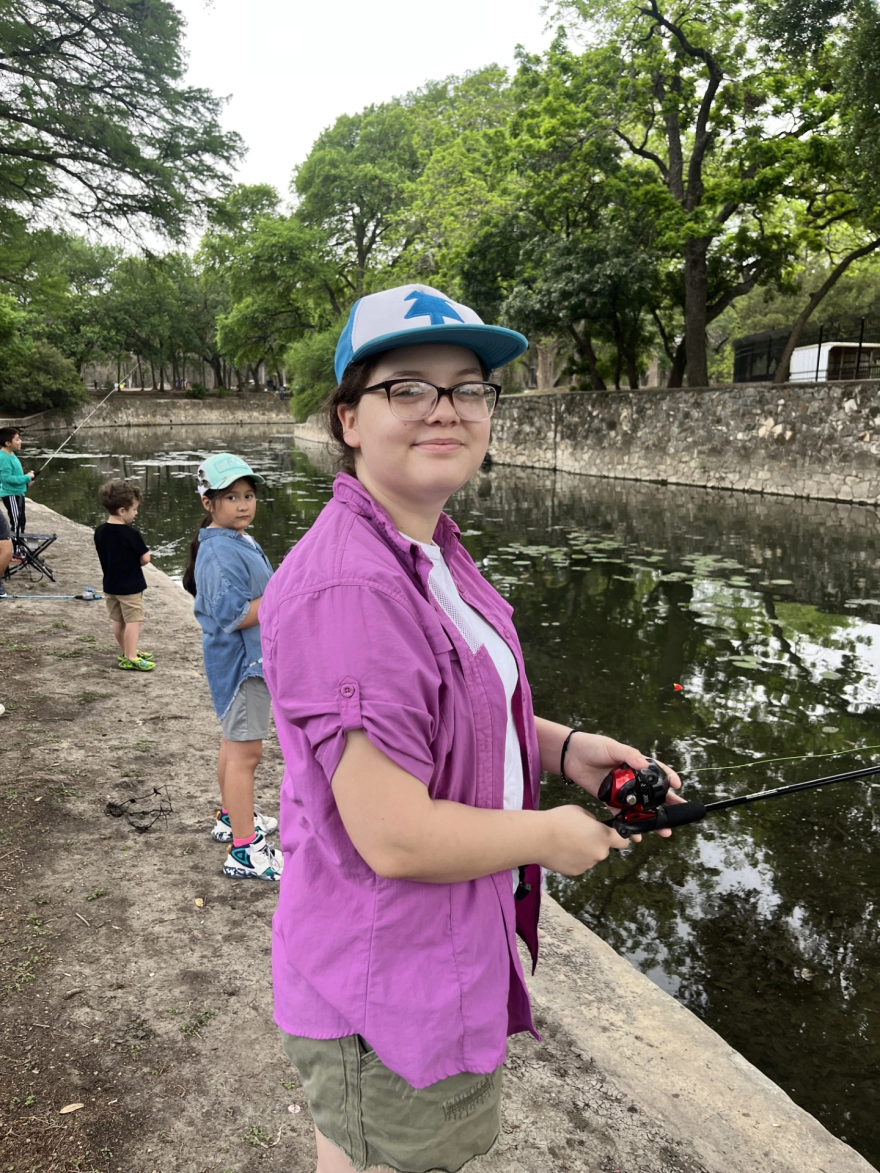 Victoria Soto showing off her angling skills at Family Fishing Day on Saturday, April 11, 2026