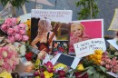 Flowers, notes and photos are left on Dolly Parton's star on the Hollywood Walk of Fame on Wednesday, Aug. 26, 2026, in Los Angeles.
