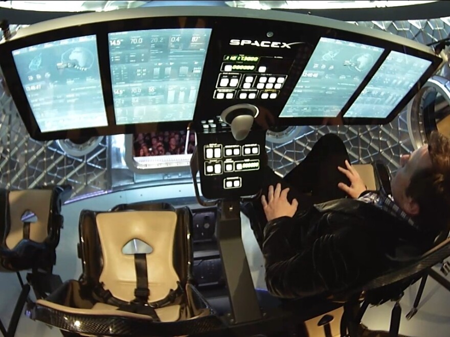 The cockpit of the Dragon spacecraft is mostly touch screens.