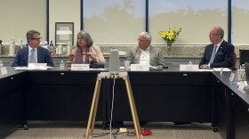 Palm Beach Mayor Gregg Weiss, Miami-Dade County Mayor Daniella Levine-Cava, Monroe County Mayor Craig Cates and Broward County Mayor Lamar Fisher discuss affordable housing in Hollywood on Sept. 29, 2023.