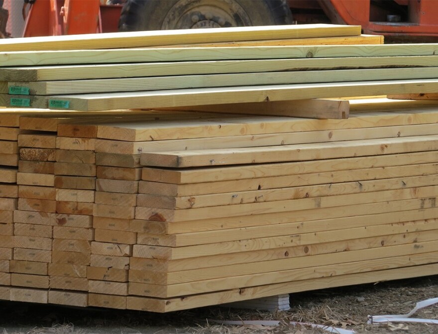 Construction wood outside a new home being built in NH. Dan Tuohy photo / NHPR