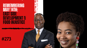 On the left: red background, WN logo, and the title and episode number in black and white text. On the right: black background with photos of Pastor Dwayne Jones and Nnenna Ferguson
