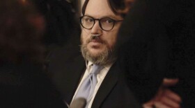 In this image made from pool video footage, Nicholas Rossi accused of faking his death and fleeing to Europe to avoid rape charges, appears at a jury trial in Salt Lake City, Monday, Aug. 11, 2025.