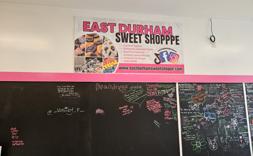 The East Durham Sweet Shoppe serves ice cream, flavored popcorn and chocolate-covered treats.