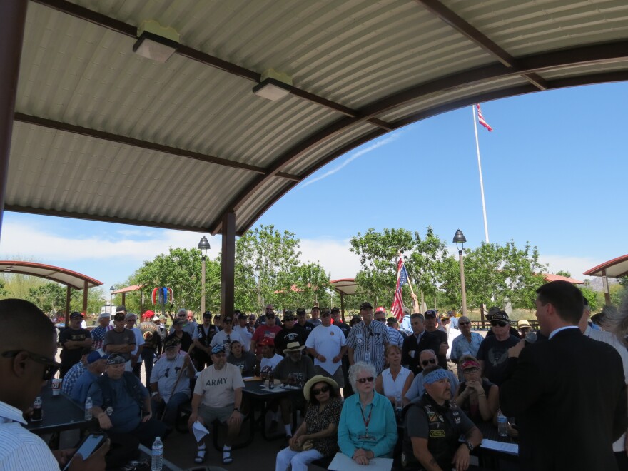 More than 100 Phoenix veterans and residents gather to show support for the Veterans Affairs Management Accountability Act.