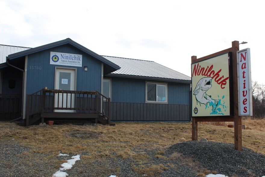 A sign marks the entrance to the Ninilchik Natives Association on Thursdsay, Mar. 13, 2025 in Ninilchik, Alaska.