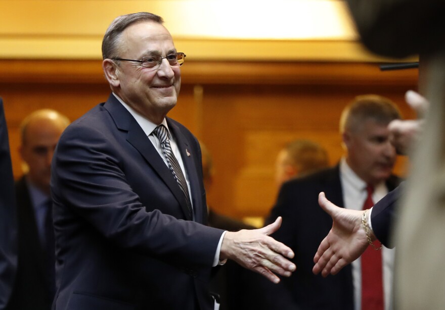 Gov. Paul LePage arrives to deliver the State of the State address to the Legislature, Tuesday, Feb. 13, 2018, at the State House in Augusta, Maine.