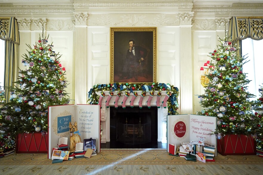 White House unveils its holiday decor, including 77 trees and a