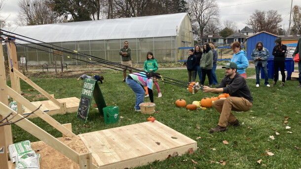 Last years pumpkin launch in hunter park. "First year was a good success. We composted a lot of. Pumpkins after throwing them across Hunter Park, so excited to do it again this year," Dombrowski said.