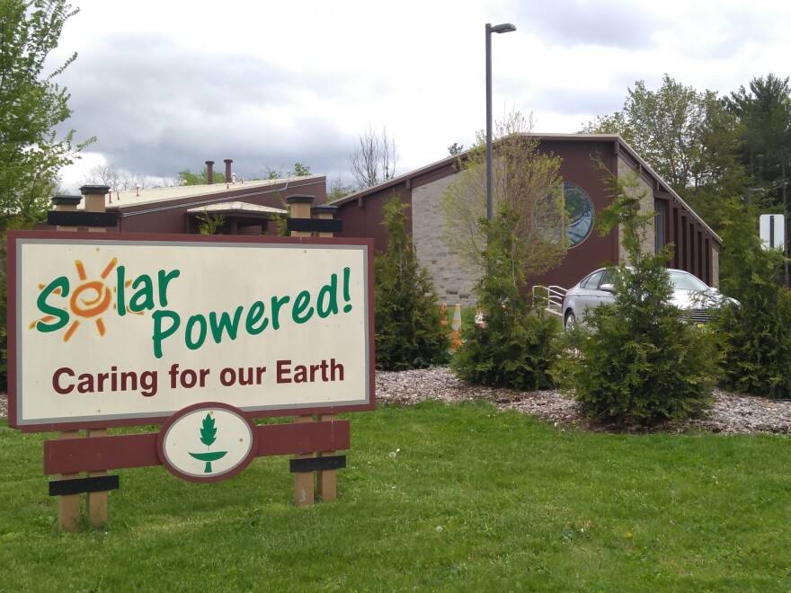 The Unitarian Universalist Church of Bloomington has solar panels on its roof. These grants are hoping to target evangelical churches with an interest in solar.