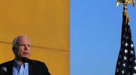 Sen. John McCain speaks at a  Veterans Day ceremony at the U.S. Embassy in Kabul last year.
