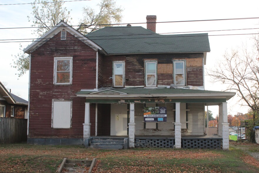 A house on N. Campbell Ave. in Springfield, Mo. that's part of the Blue House Project's St. Joseph Cottage Courtyard development (photo taken November 14, 2025).