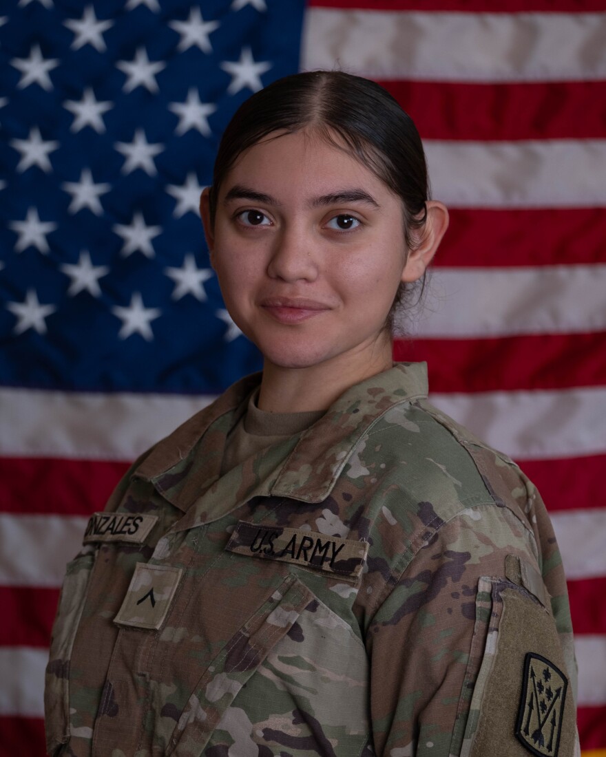 This undated image provided by the U.S. Army shows Pvt. Isabella Gonzales, 19, of Carrollton, Texas.