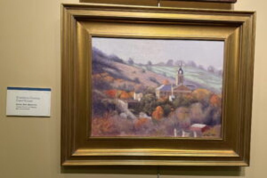 An oil on canvas painting of the Franklin County Courthouse created by Franklin County Circuit Court Judge J. Steven Cox.