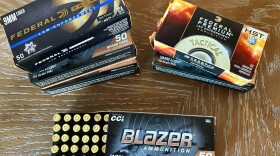 Boxes of 9mm handgun ammunition can be seen in this photo illustration from Nov. 11, 2025. Two related bills filed by Democratic lawmakers in Florida's Legislature would require criminal background checks for buying bullets. They are among at least 13 gun-related bills Democrats are pursuing this year in Tallahassee.