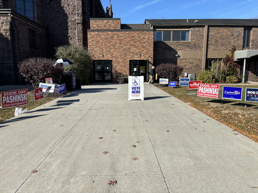 A DJ booth greeted voters at St. Nicholas Church in Wilkes-Barre on Election Day.