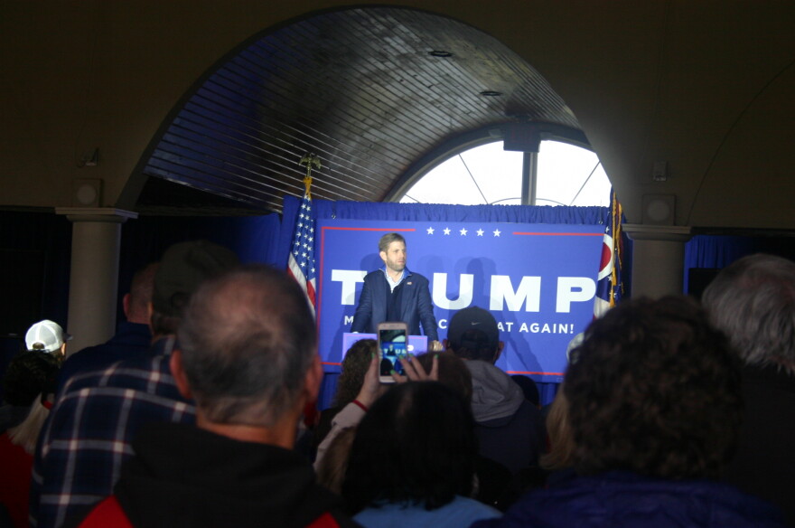 Trump For President Campaign Surrogate Eric Trump speaks at the Cedar Springs Pavilion on October 28, 2020 
