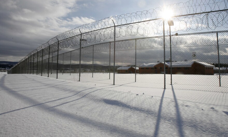 The exterior of Northwest Regional Prison with snow on the ground