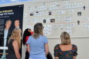The outside of the Trump-Epstein Bookmobile shows a timeline of Trump, Epstein, and their relationship shown in documents from the Epstein files.