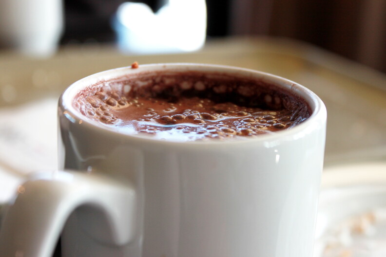 A cup of hot chocolate.