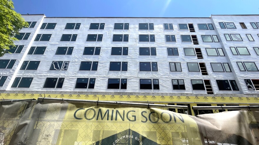 The One at the Peninsula development wraps up construction in Columbus' Franklinton neighborhood on May 4, 2026.