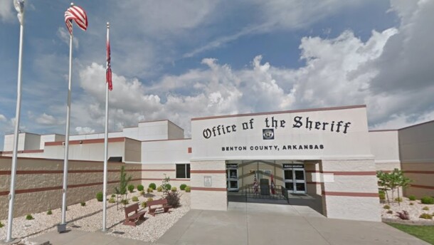Outside the Benton County Sherriff office where McCollum was booked on charges of domestic violence.