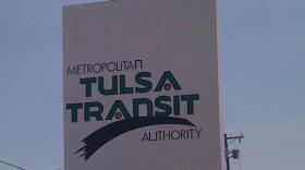 The sign outside of Tulsa Transits headquarters at 5th and Rockford.