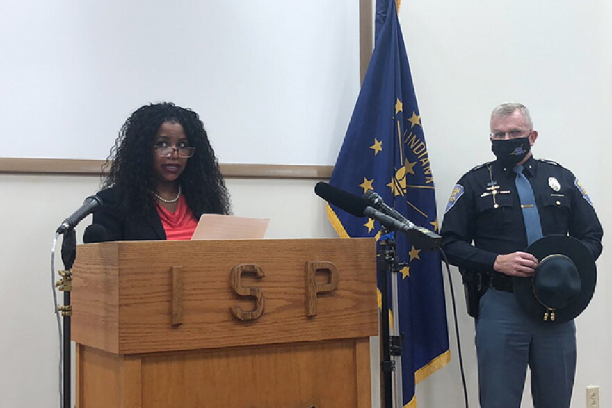 Special prosecutor Rosemary Khoury speaks to the media.