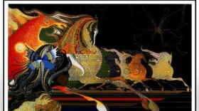 A colorful woodblock print