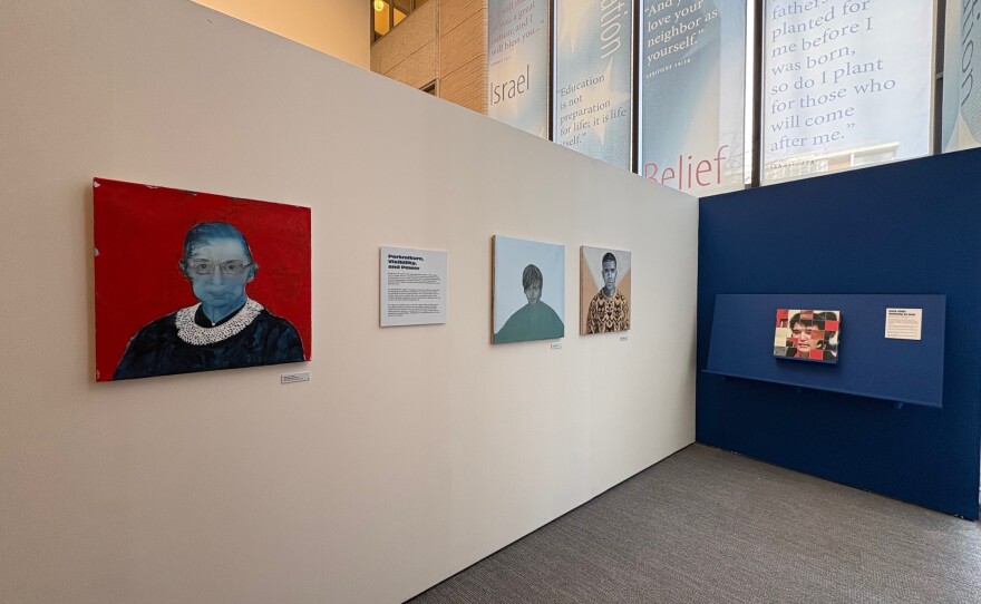 Scenes from the installation of the exhibit "48 Jews: Layers of Identity."