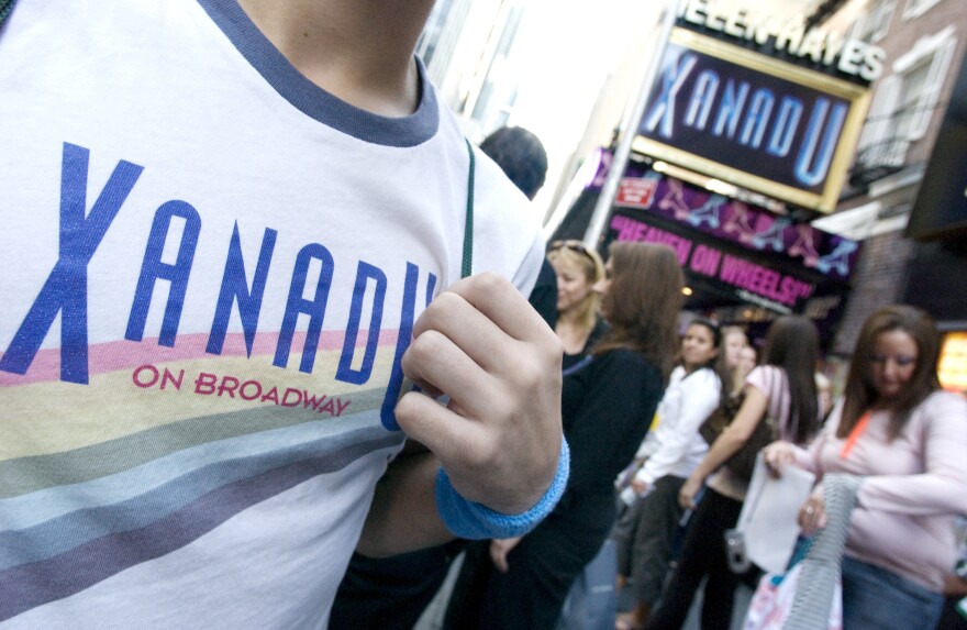 Fans in front of theater.