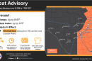 A heat advisory was posted for much of the area from noon until 7 p.m. on Monday