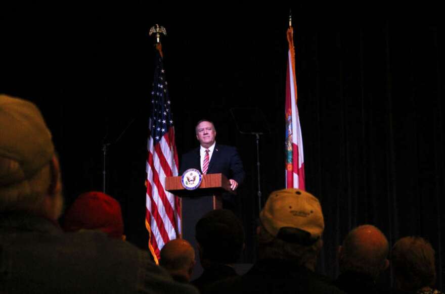 U.S. Secretary of State Mike Pompeo talks domestic and foreign policies in Bushnell, Florida. Photo: Rachel Smith 