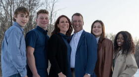 Eric Doden (center, with his family) was the first Republican to announce his candidacy in the 2024 race for Indiana governor.