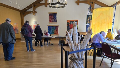 Voters cast ballots at the Charles Allis Art Museum in the non-partisan spring 2026 election in Wisconsin.