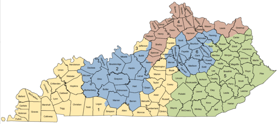 Kentucky’s congressional map after the 2022 redistricting session.