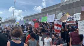 Protestors filled the steps of the Jacksonville Sheriff's Office in Downtown Jacksonville Saturday.Sky Lebron / WJCT