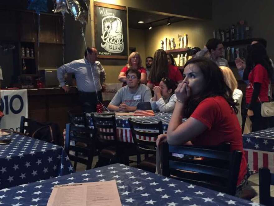 Marco Rubio supporters in Orlando disappointed as they watch election night returns./Photo: Renata Sago